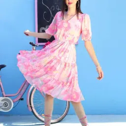 Sera Pink Printed A-Line Dress-picture-17