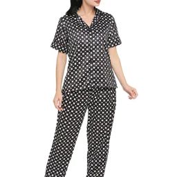 Smarty Pants Black and White Satin Print Shirt With Pyjamas-image-62