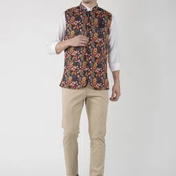 Hangup Multicoloured Printed Nehru Jacket image 4