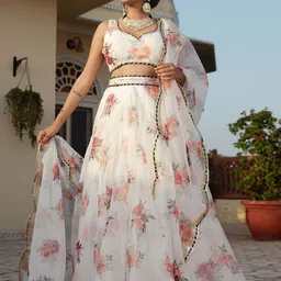 DIVASTRI Printed Semi-Stitched Lehenga & Unstitched Blouse With Dupatta-18