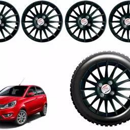 Auto Pearl CBK08 R14 35.56 cm (14 Inch) Press Type Wheel Hubcap with Retention Ring Glossy Black Wheel Cover for Tata Bolt Quadrajet XE (Set of 4)-image-8