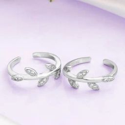 Zavya 925 Sterling Silver Classy Leaf Rhodium Casual Toe-ring For Women-image-22