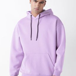 Bewakoof Men Purple Rose Oversized Hoodies Sweatshirt-image-36