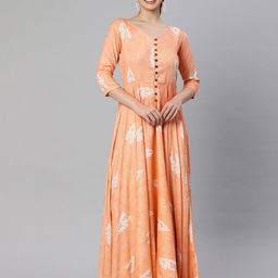 Swishchick Ethnic Motifs Printed Gown Maxi Dress-image-4