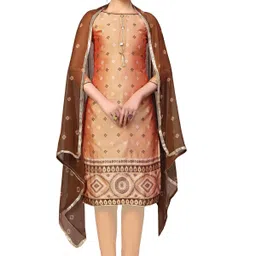HERE&NOW Bandhani Printed Banarasi Jacquard Unstitched Dress Material-image-25