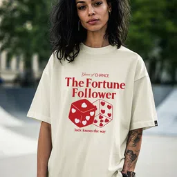 Bewakoof Women Typography Printed Round Neck Cotton Oversized T-shirt-picture-23