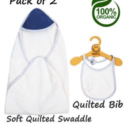 COCOON ORGANICS Anti Microbial Swaddle And Bib Set - White-picture-15