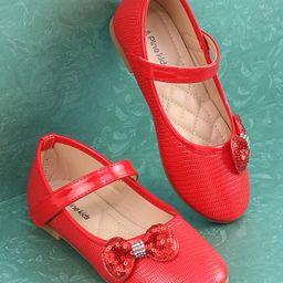 Pine Kids Velcro Closure Bellies with Bow Applique - Red-image-17