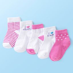 Cute Walk by Babyhug Non Terry Knit Anti Bacterial Ankle Length Stripes Design Socks Pack of 5 - Multicolour-image-43