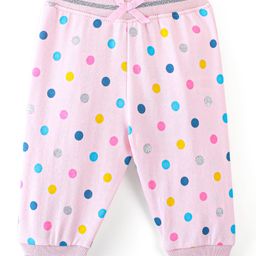 Babyhug Cotton Looper Knit Full Length Lounge Pant Polka Dot Print - Pink-picture-5