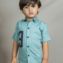 Polka Tots Full Sleeves Number  Printed  Shirt - Greyish Blue-image-62