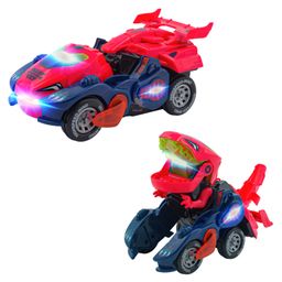 WISHKEY Plastic Dinosaur Car Bump and Go Toy for Kids, Dinosaur Transformation Car Toy with Lights and Music, Battery Operated Toy Dino Deformation Car, Multicolor, 3+ Years (Pack of 1)-24