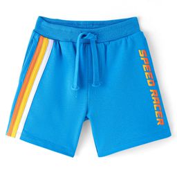 Babyhug Cotton Looper Knit  Shorts Text Print -  Blue-image-16
