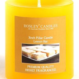 Hosley Lemon Bar Fragrance Yellow Pillar Candles- Pack of 1-18