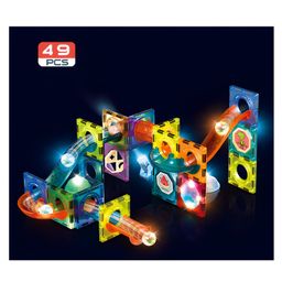 NEGOCIO 49pcs Light Magnetic Tiles- Building Blocks for Kids 3D STEAM Educational Toys, Magnetic Marble Run/ Toys for Kids Age 3 +Year Old Boys Girls Creative Gift- PACK OF 1-22