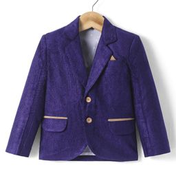 Rikidoos Cotton Full Sleeves Solid Pocket Detailed Blazer - Purple-image-25