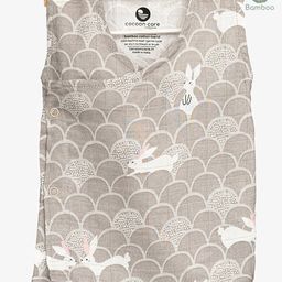 Cocoon Care 100% Bamboo Cotton Muslin Sleeveless Bunnies Printed Jhabla - Grey-image-98