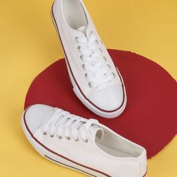 TRUFFLE COLLECTION Canvas Colour Blocked Sneakers - White-picture-18