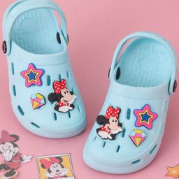 Disney by Yellow Bee Solid Perforated Minnie Mouse Clogs With Star & Gem Charms - Light Blue-image-21