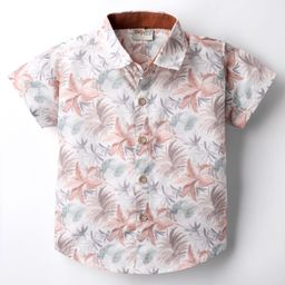 Dapper Dudes Half Sleeves Leaves Printed Shirt - Brown-picture-25