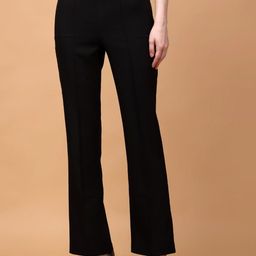MEEAMI FASHION Women Black Side Button Banana Crepe Trouser-image-45