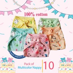 Chrish Washable Reusable 10 Hosiery Cotton Langot Pack of 10 Large - Multicolor image 2