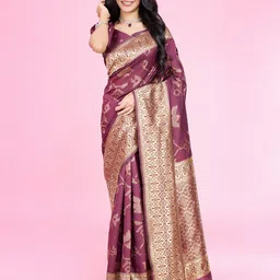 RICH & ROMAN Ethnic Mofits Woven Design Zari Pure Silk Banarasi Saree-picture-40