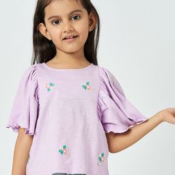 Ed-a-Mamma Girls Embroidered Flared Sleeves Pure Cotton Top-picture-32
