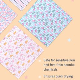 ZOE Printed Reusable Muslin Cotton Square Nappy Set Pack of 4 - Multicolor image 4
