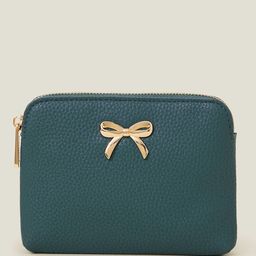 Accessorize Women Textured PU Zip Around Wallet With Bow Details-6