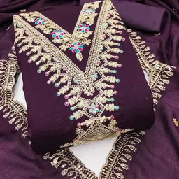 Mitera Embroidered Art Silk Unstitched Dress Material-image-74