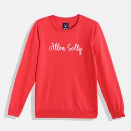 Allen Solly Junior Girls Red & Pink Brand Logo Printed Sweatshirt-image-95