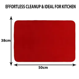 Kuber Industries Red 2 Pieces Rectangular Dish Dry Mats image 5