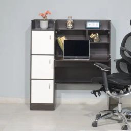 Nilkamal Genius Black Engineered Wood Office Table with 4 Shelves & 3 Cabinet-image-6