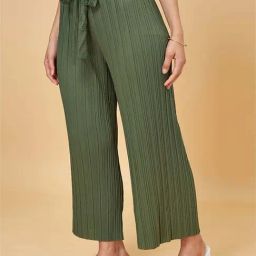 Honey by Pantaloons Green Pleated Flared Pants-image-24