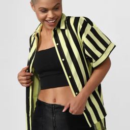 Forever 21 Black Cotton Striped Shirt-picture-36