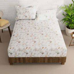 Bianca La-vogue Brown & White Microfibre 152 TC Extra Smooth Double Size Bed Sheet with Pillow Cover-image-44
