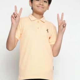 Lil Tomatoes Kids Peach Solid Polo T-Shirt-picture-25