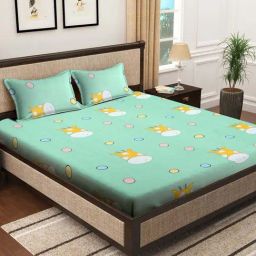 Klotthe Multicolor Cotton Blend 300 TC Double Bedsheet With 2 Pillow Covers-image-83