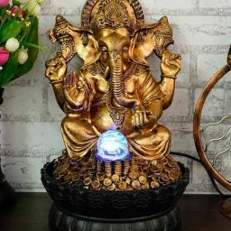 CHRONIKLE Gold Polyresin Ganesha Idol Waterfall Fountain-image-91