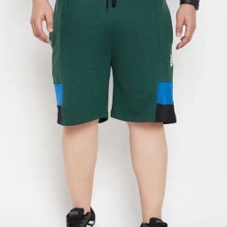 Bigbanana Mid Green Regular Fit Colour Block Shorts-1