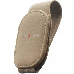 Allextreme Sunglasses Holder Beige Color PU Leather with Magnetic Clip for Car Sun Visor, ‎EX-CSH01-36