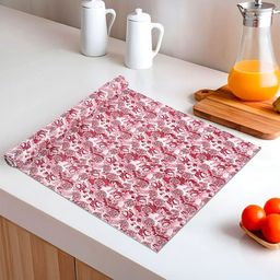 Kuber Industries Cream-Coloured & Pink Printed Water Resistant Shelf Liner Organisers-46