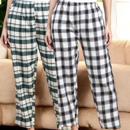 Kryptic White & Green Cotton Relaxed Fit Printed Lounge Pants - Pack of 2-image-47