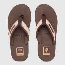 Woodland Men Off White & Brown Striped Thong Flip-Flops-20
