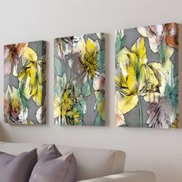 Myntra Elegant Homes Watercolour Yellow Flower Canvas Painting Abstract 3 Pcs Wall Art-image-39