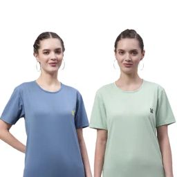 Vimal Jonney Blue & Pista Green Cotton Logo T-Shirt - Pack Of 2-picture-29