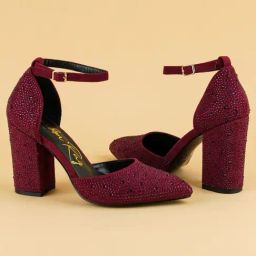 London Rag Women's Burgundy Ankle Strap Sandals-picture-41