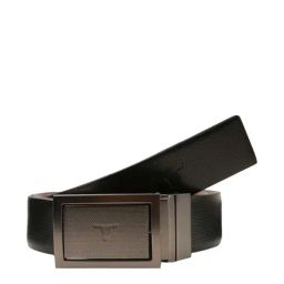 BULCHEE Black & Tan Leather Flat Reversible Belt for Men-image-40
