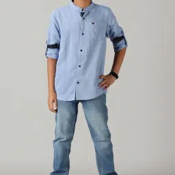 Kiddopanti Kids Light Blue Printed Full Sleeves Shirt-image-62
